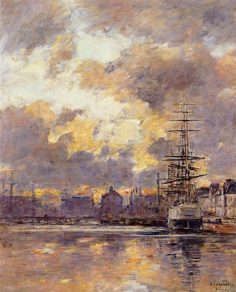 Le Havre. Commerce Basin. (1894) - Eugène Boudin Tablo