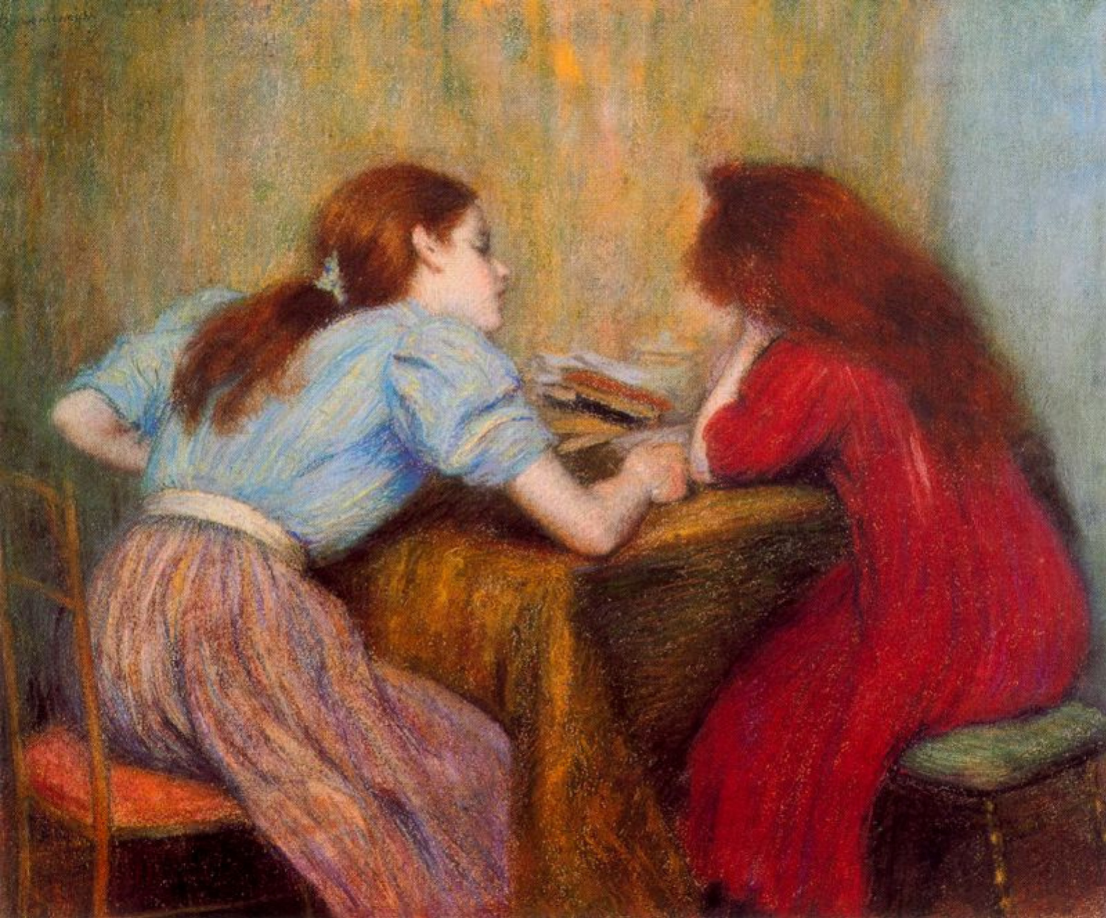 Lesson (1902) - Federico Zandomeneghi Tablo