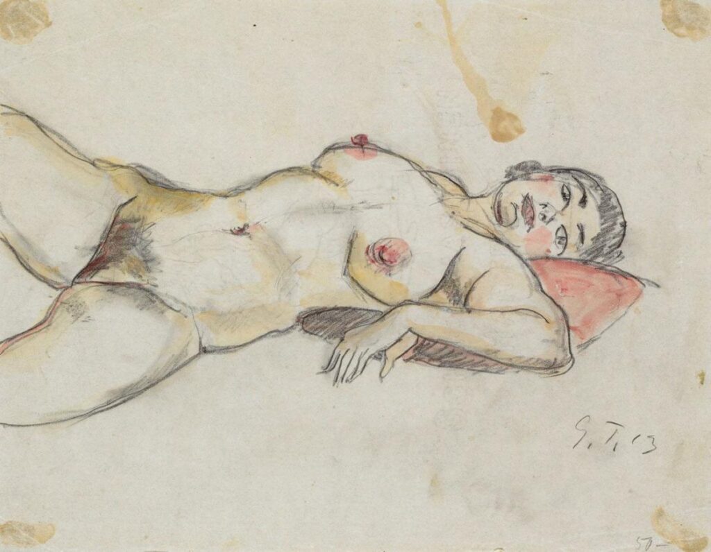 Liegender Weiblicher Akt (Betty) (1913) - Georg Tappert Tablo