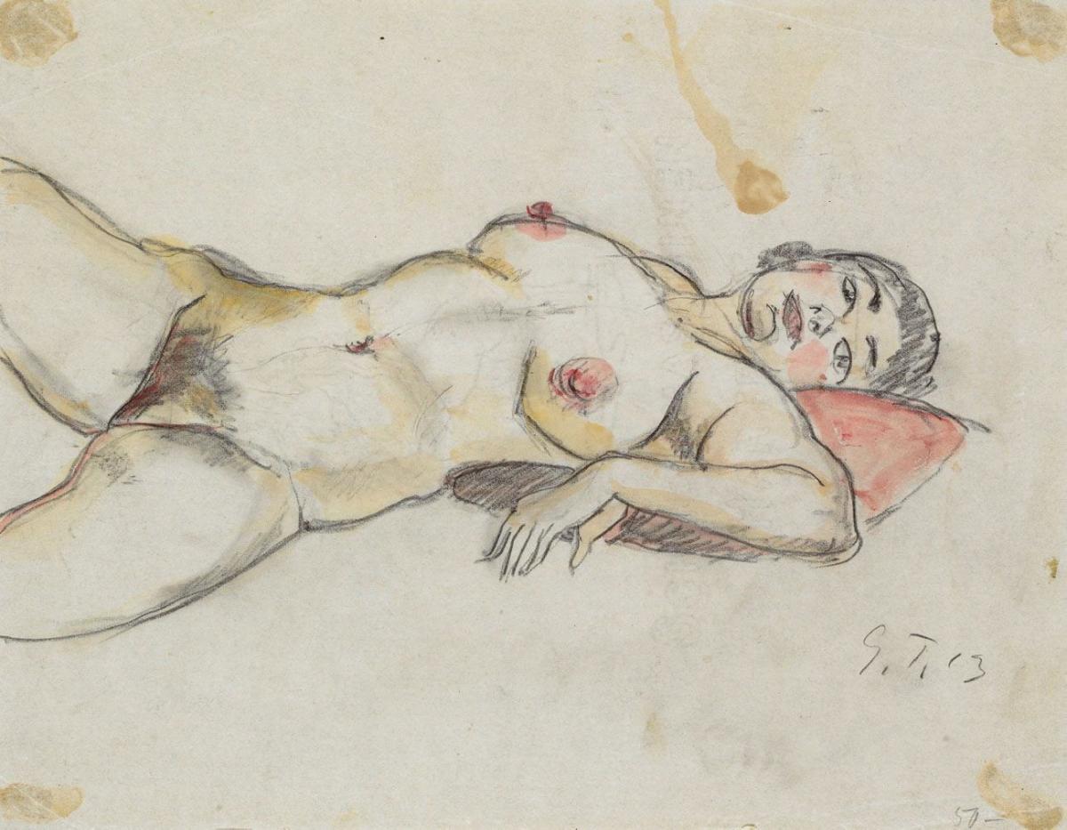 Liegender Weiblicher Akt (Betty) (1913) - Georg Tappert Tablo