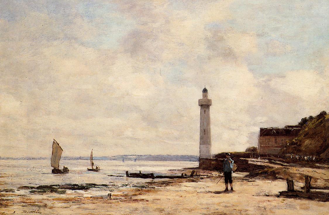 Lighthouse at Honfleur - Eugène Boudin Tablo