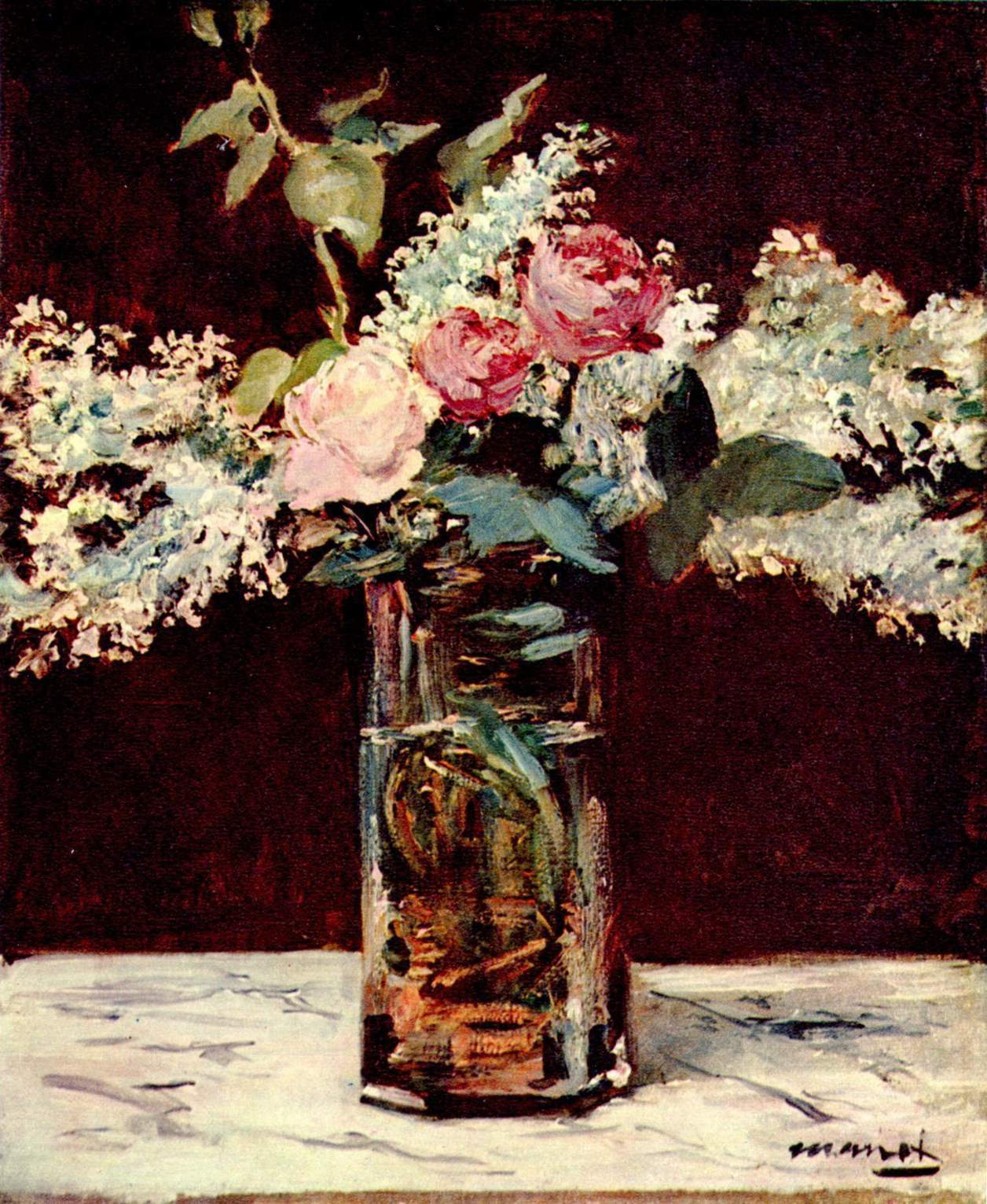 Lilac and roses (1883) - Edouard Manet Tablo