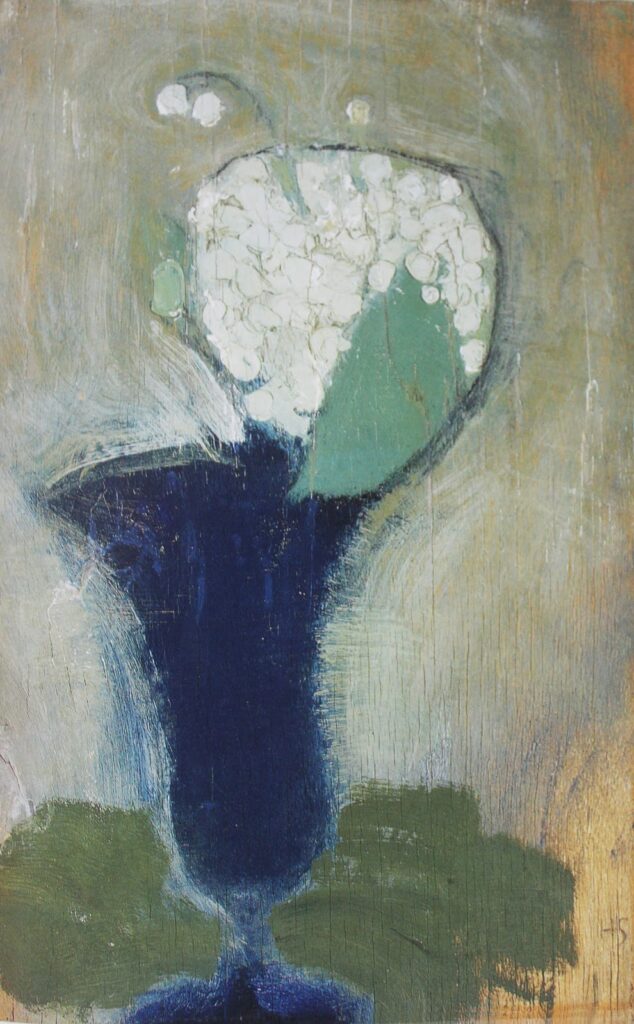 Lilies of the Valley in a Blue Vase II (1929) - Helene Schjerfbeck Tablo