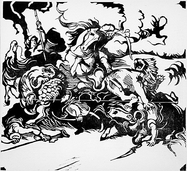 Lion Hunt (after Delacroix) (1913) - Franz Marc Tablo