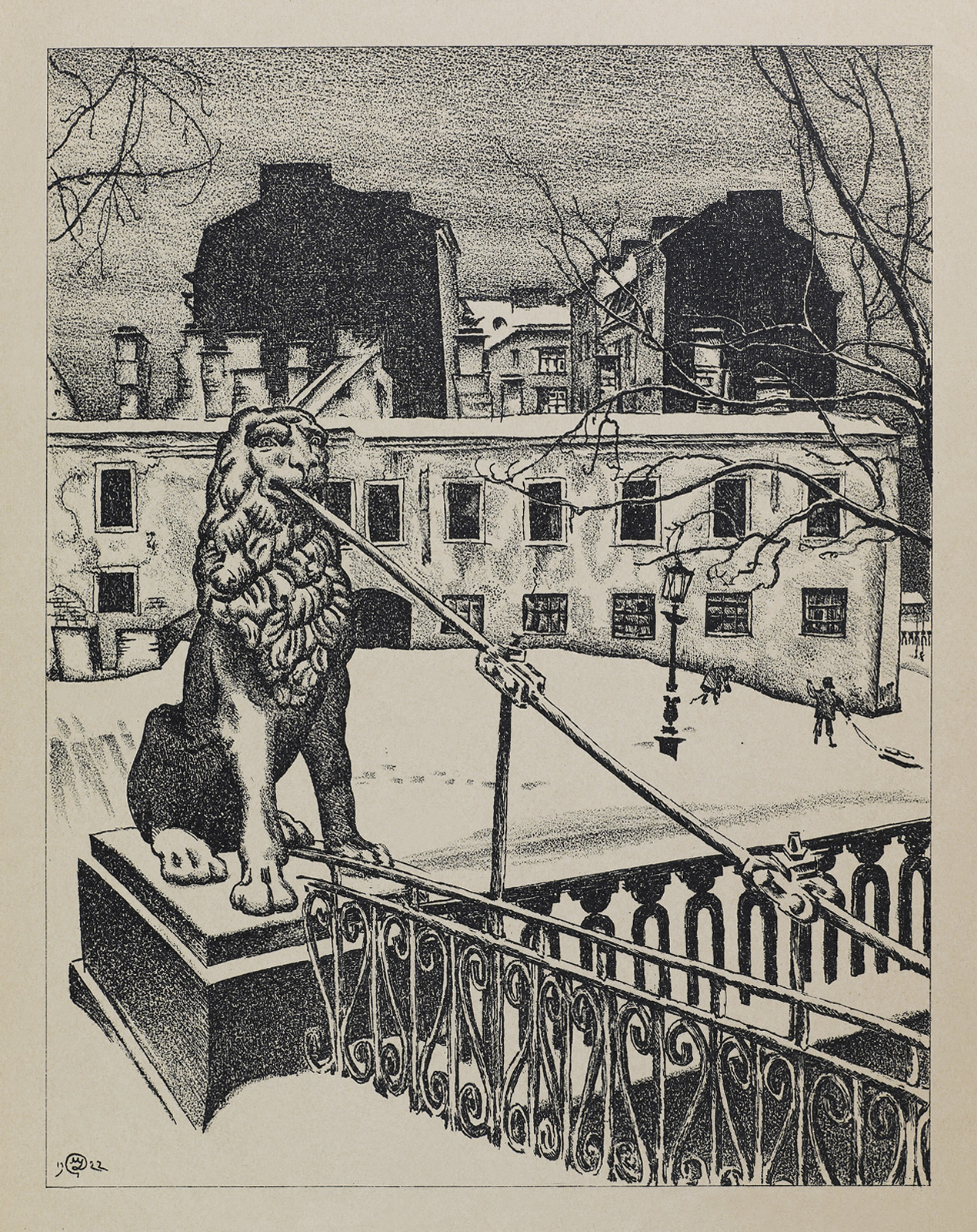 Lions Bridge (1923) - Mstislav Dobuzhinsky Tablo