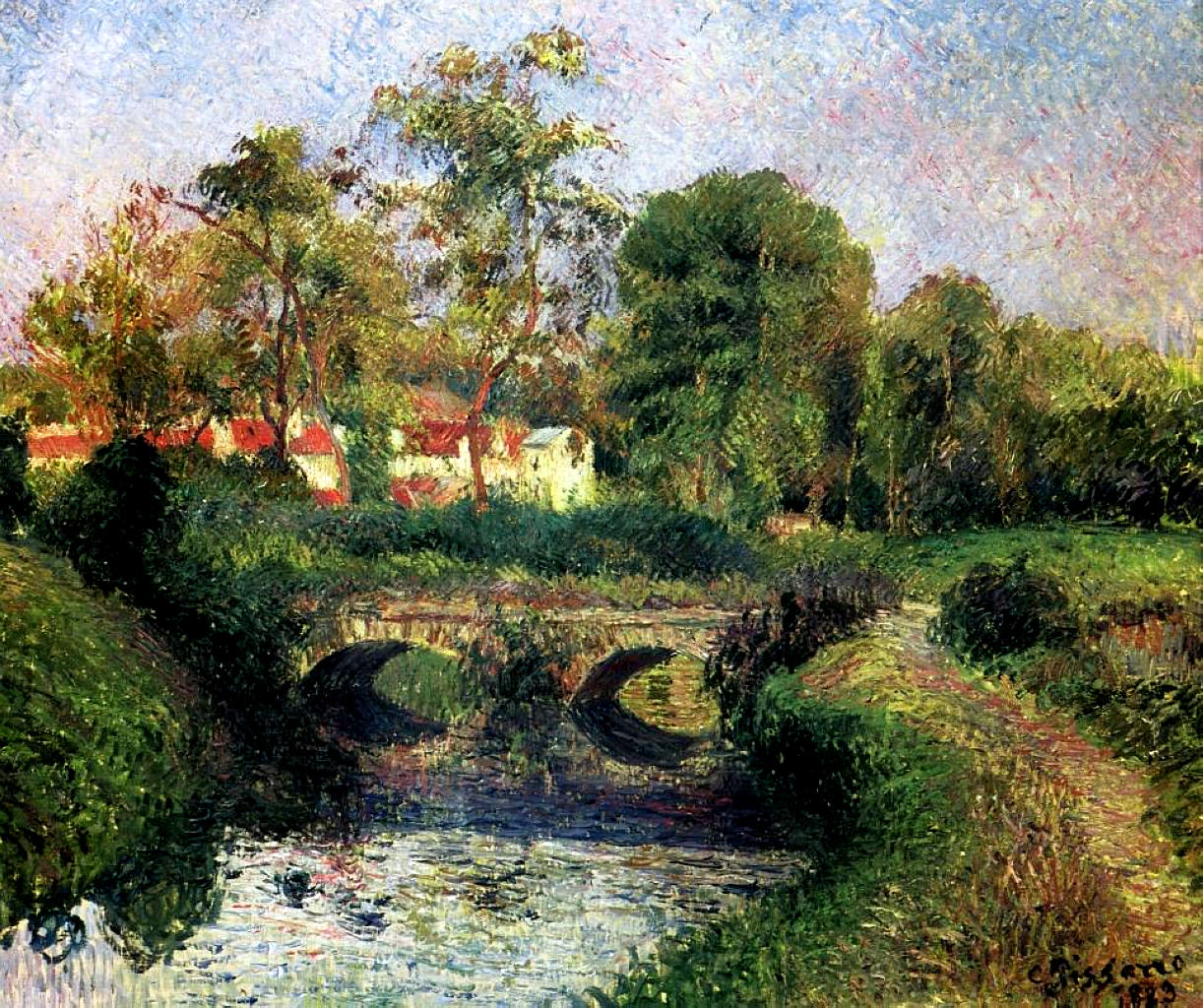 Little Bridge on the Voisne, Osny (1883) - Camille Pissarro Tablo