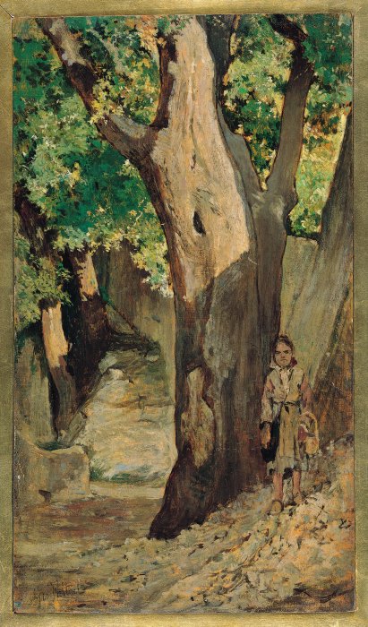 Little girl in the woods (1890) - Giovanni Fattori Tablo