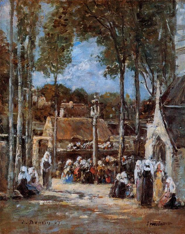 Local Pilgrimmage at Landerneau (1867) - Eugène Boudin Tablo