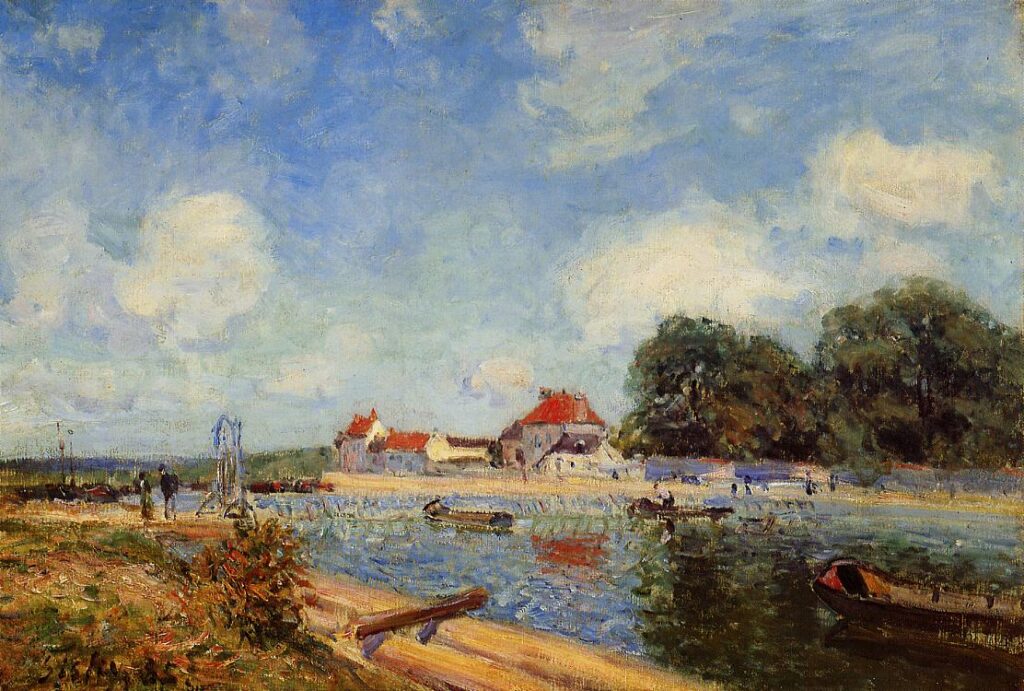 Loing Dam at Saint Mammes (1885) - Alfred Sisley Tablo