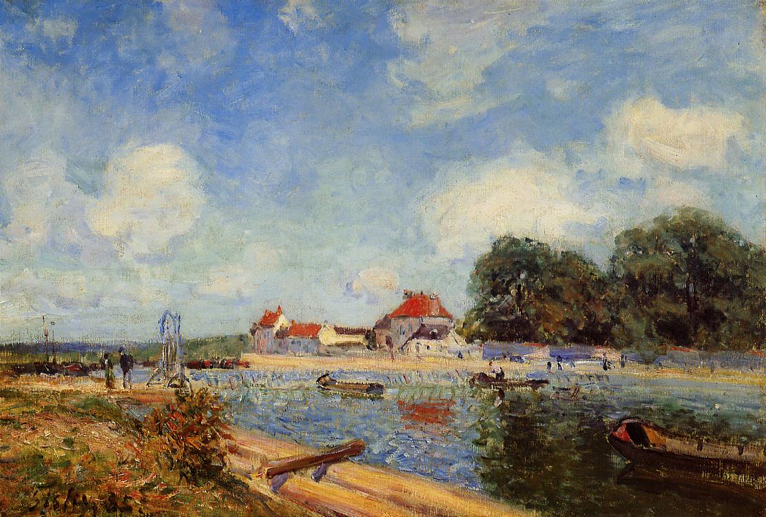 Loing Dam at Saint Mammes (1885) - Alfred Sisley Tablo