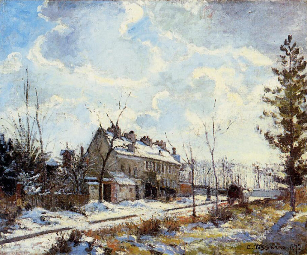 Louveciennes Road Snow Effect (1872) - Camille Pissarro Tablo