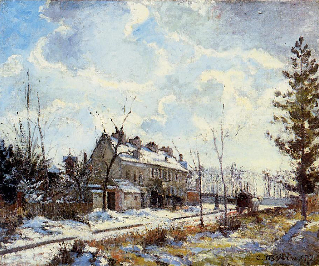 Louveciennes Road Snow Effect (1872) - Camille Pissarro Tablo