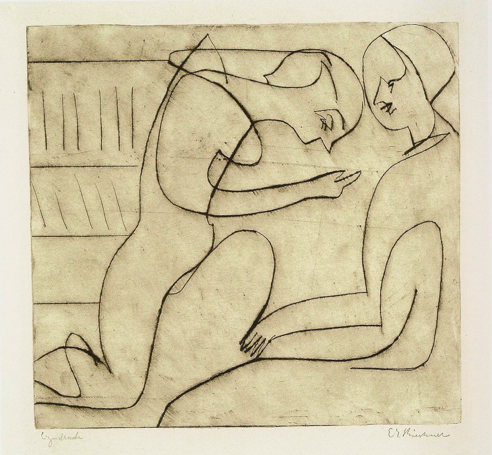 Lovers in the Bibliothek (1930) - Ernst Ludwig Kirchner Tablo