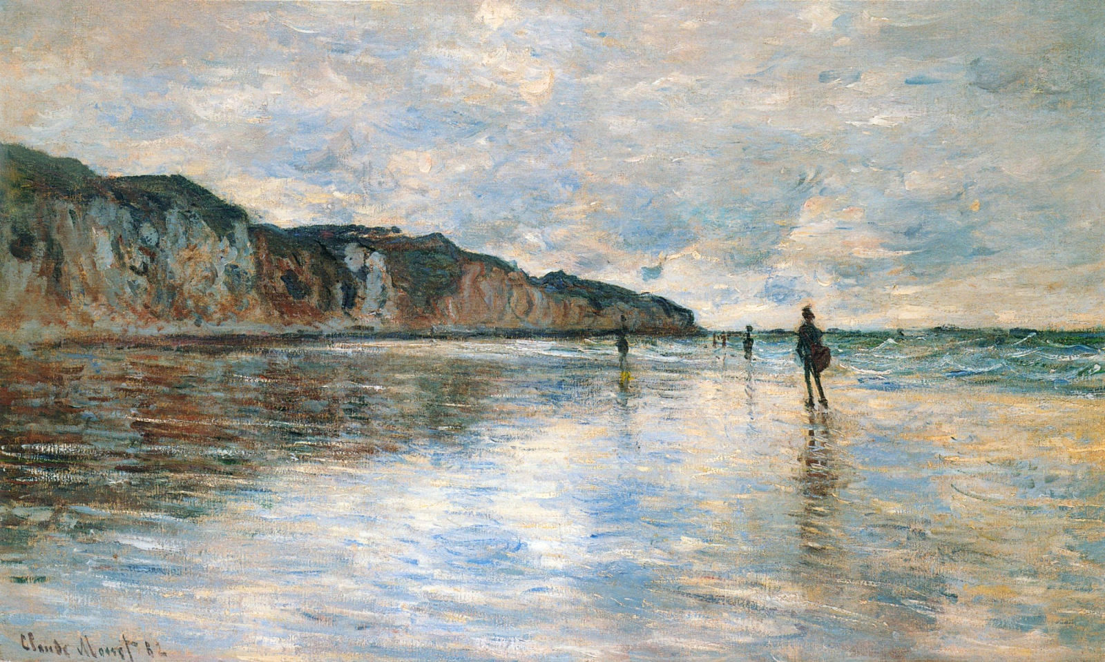 Low Tide at Pourville (1882) - Claude Monet Tablo