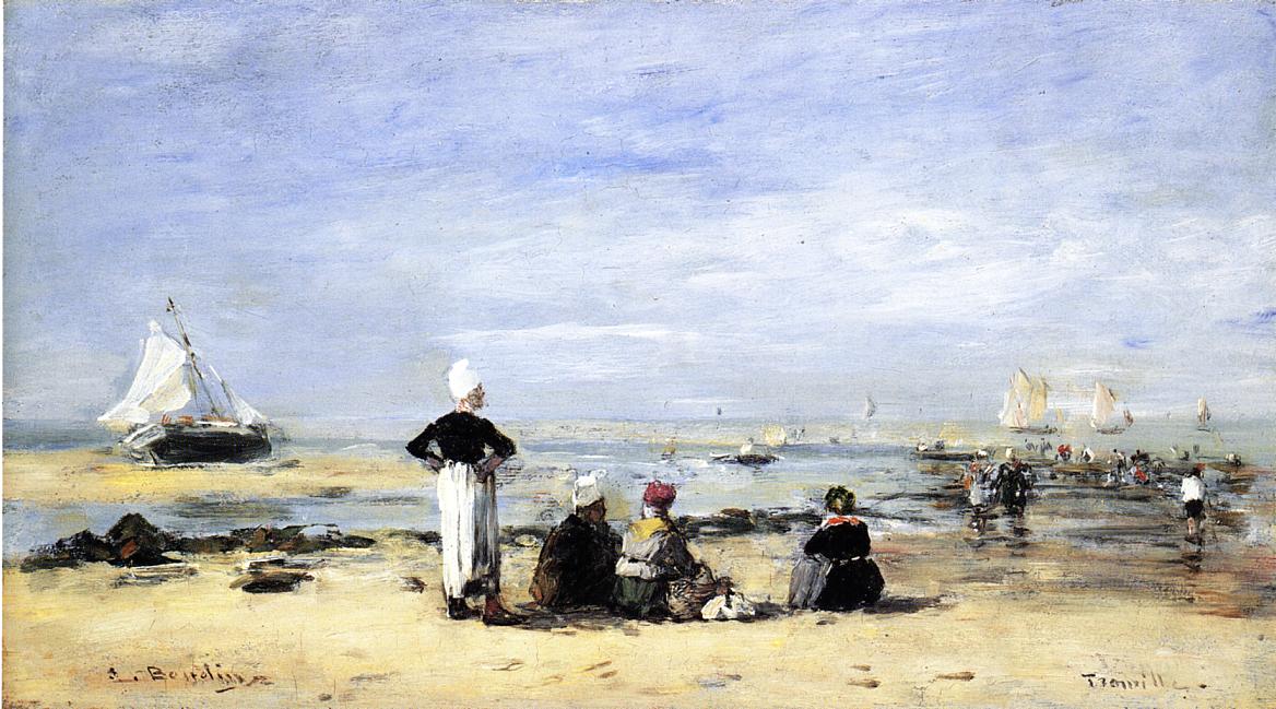 Low Tide at Trouville (1867) - Eugène Boudin Tablo