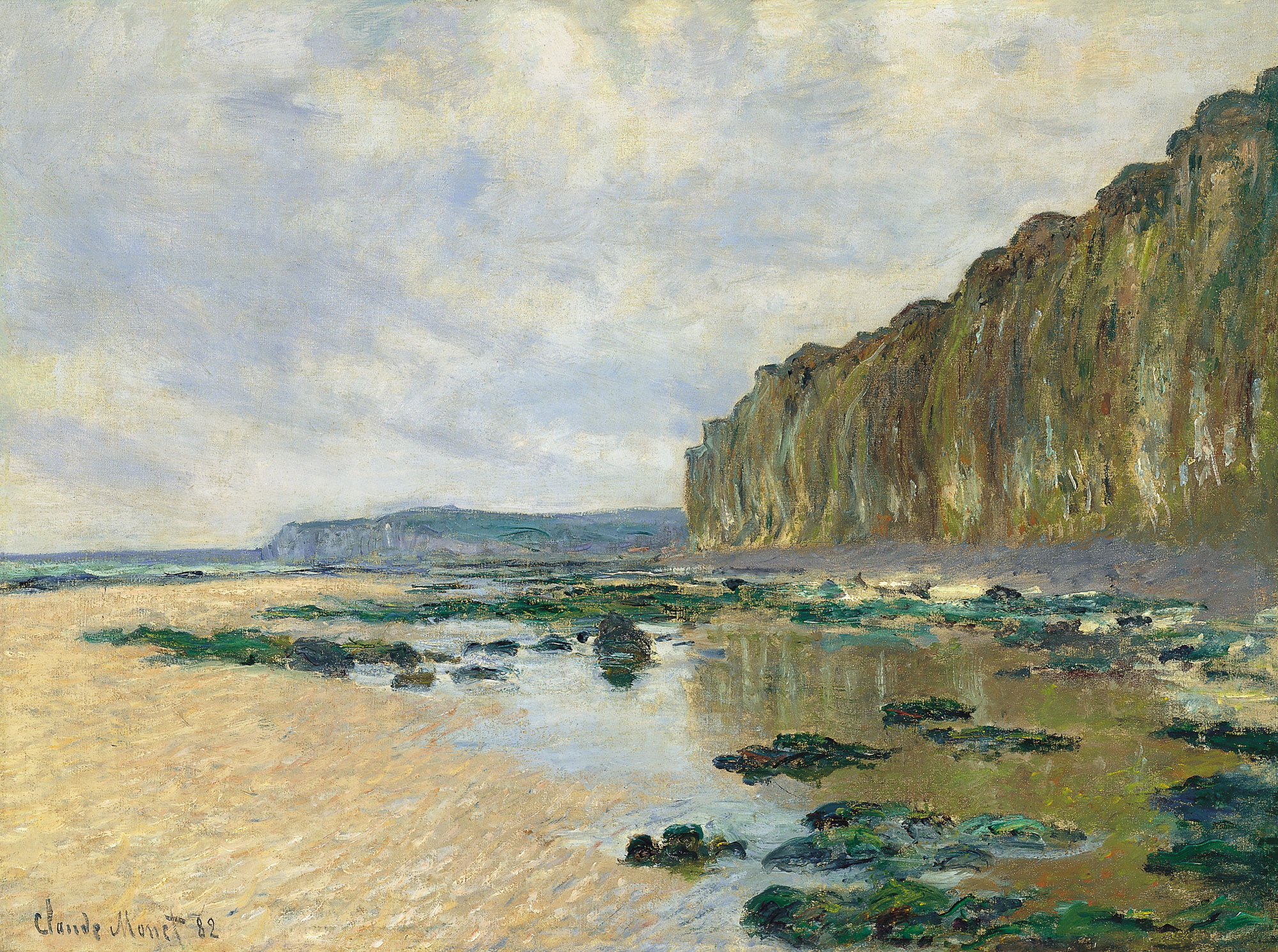 Low Tide at Varengeville (1882) - Claude Monet Tablo