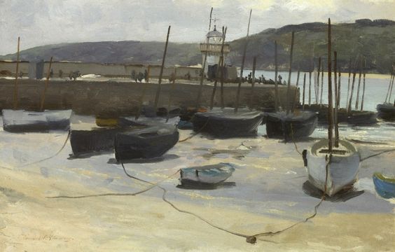 Low Tide, St. Ives Harbor (1887) - Edward E. Simmons Tablo