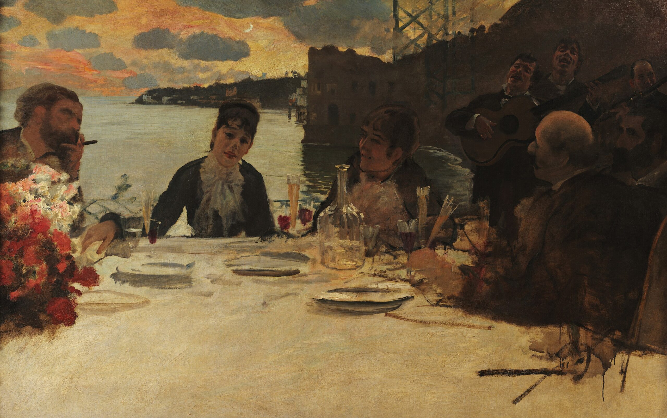 Lunch at Posillipo (1879) - Giuseppe De Nittis Tablo