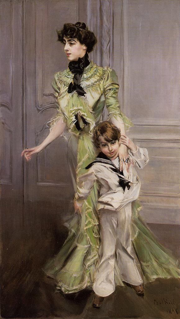 Madame Georges Hugo and her son Jean (1898) - Giovanni Boldini Tablo