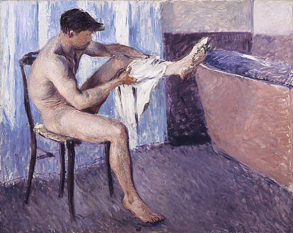 Man drying his leg (1884) - Gustave Caillebotte Tablo