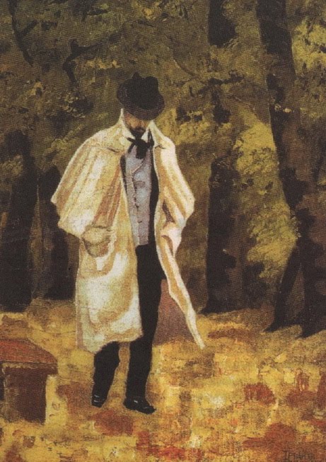 Man in the woods of Boulogne - Theophrastos Triantafyllidis Tablo