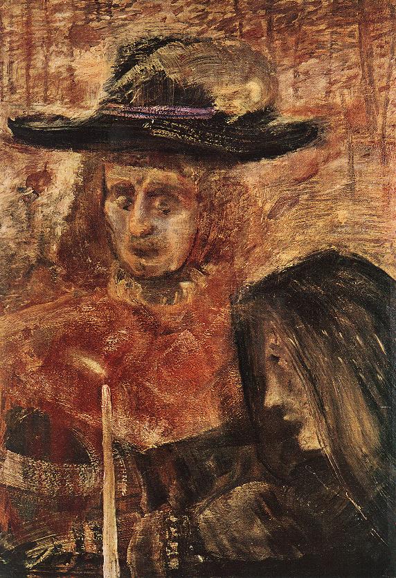 Man with Hat and Woman with Black Scarf (1915) - Lajos Gulácsy Tablo