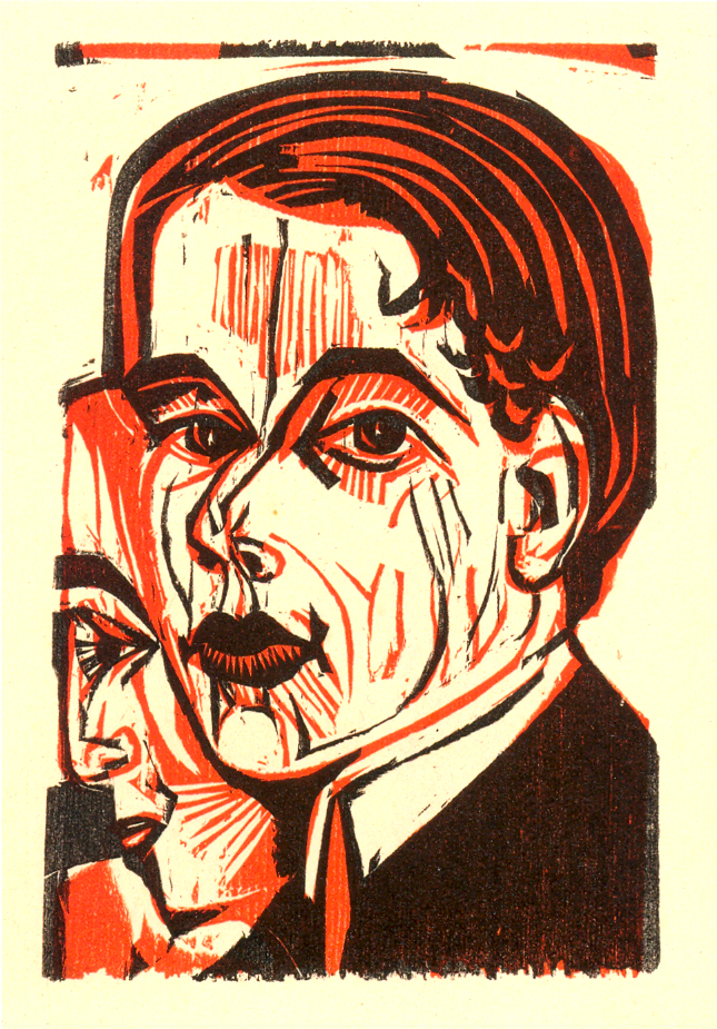Man's Head. Self portrait (1926) - Ernst Ludwig Kirchner Tablo