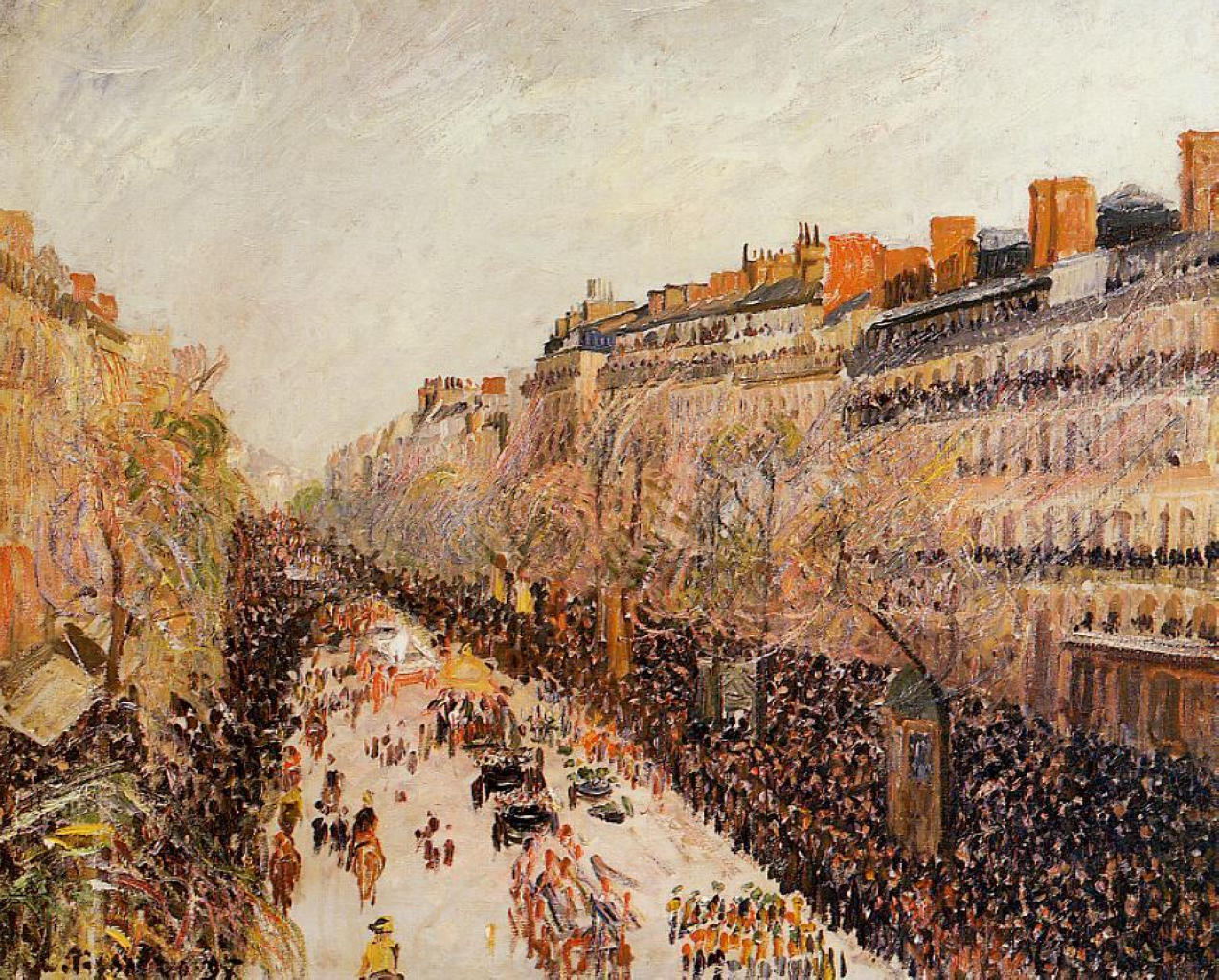 Mardi Gras on the Boulevards (1897) - Camille Pissarro Tablo