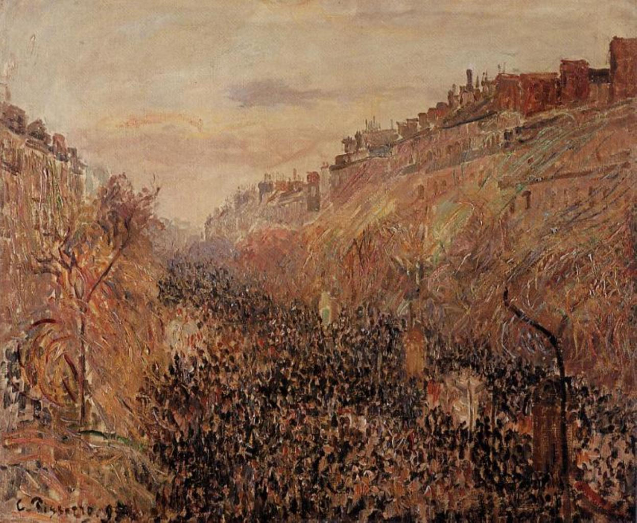Mardi Gras, Sunset, Boulevard Montmartre (1897) - Camille Pissarro Tablo