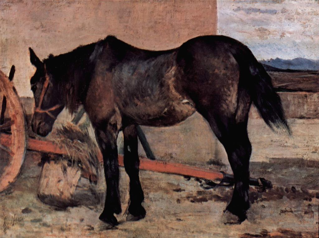 Mare at a cart (1880) - Giovanni Fattori Tablo