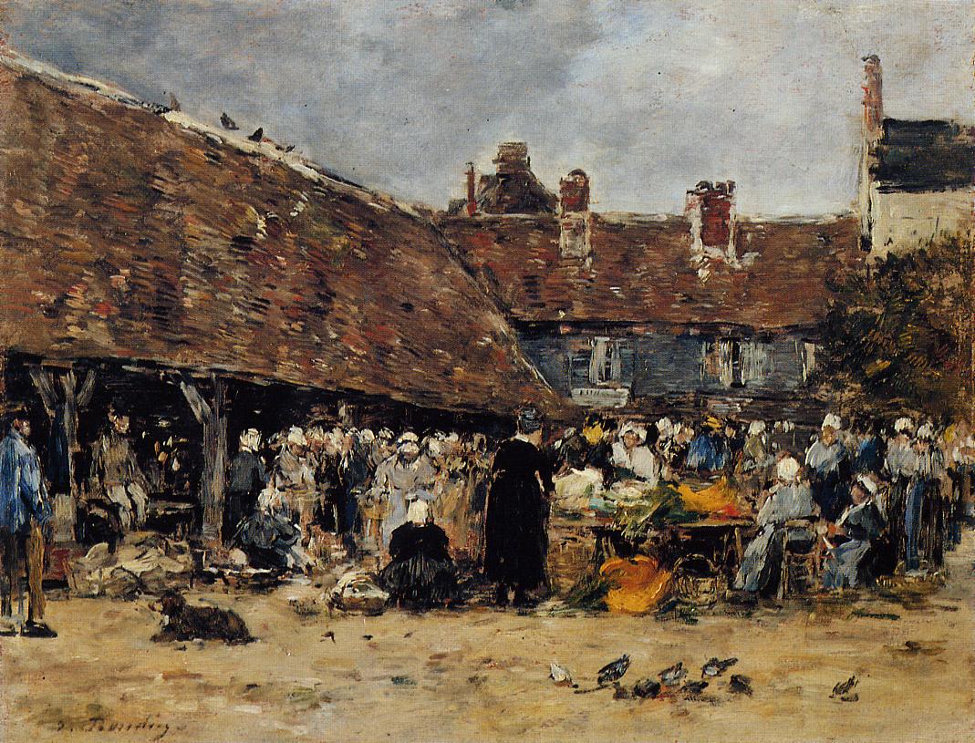 Market at Trouville (1883) - Eugène Boudin Tablo