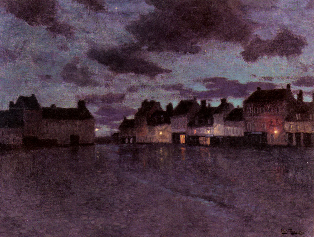 Marketplace in France, after a Rainstorm (1894) - Frits Thaulow Tablo