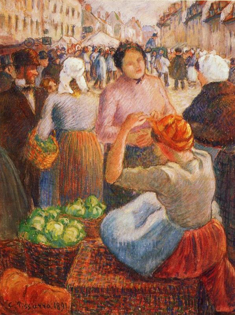 Marketplace, Gisors (1891) - Camille Pissarro Tablo