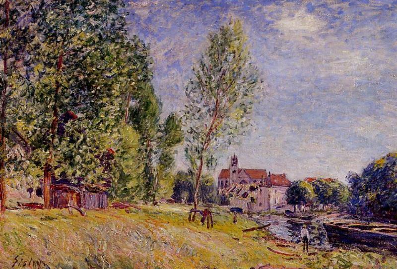 Matratat s Boatyard, Moret sur Loing (1882) - Alfred Sisley Tablo