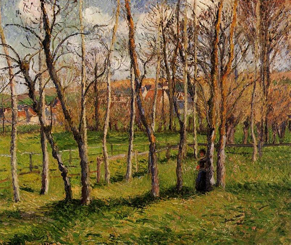 Meadow at Bazincourt (1885) - Camille Pissarro Tablo