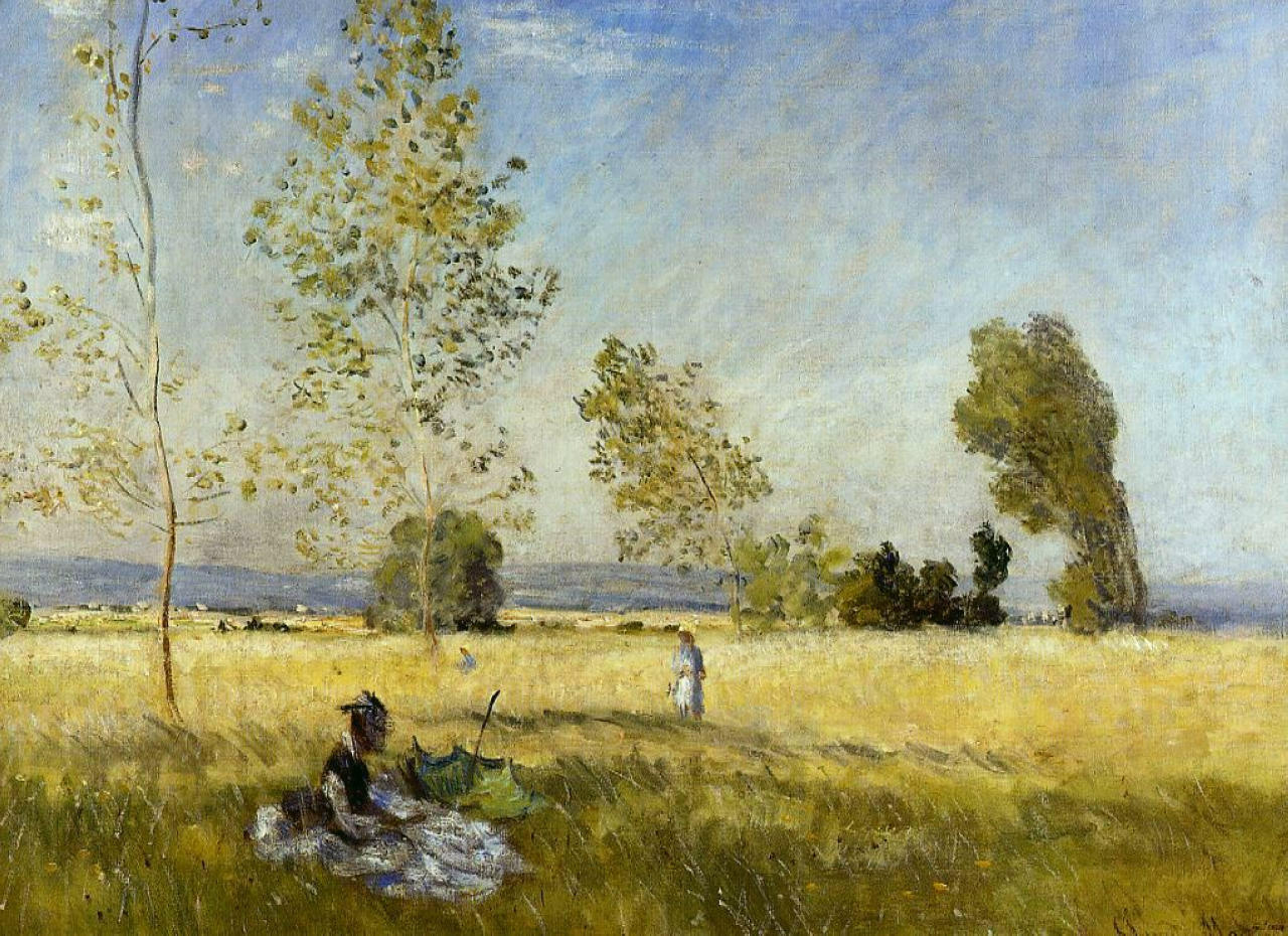 Meadow at Bezons (1874) - Claude Monet Tablo