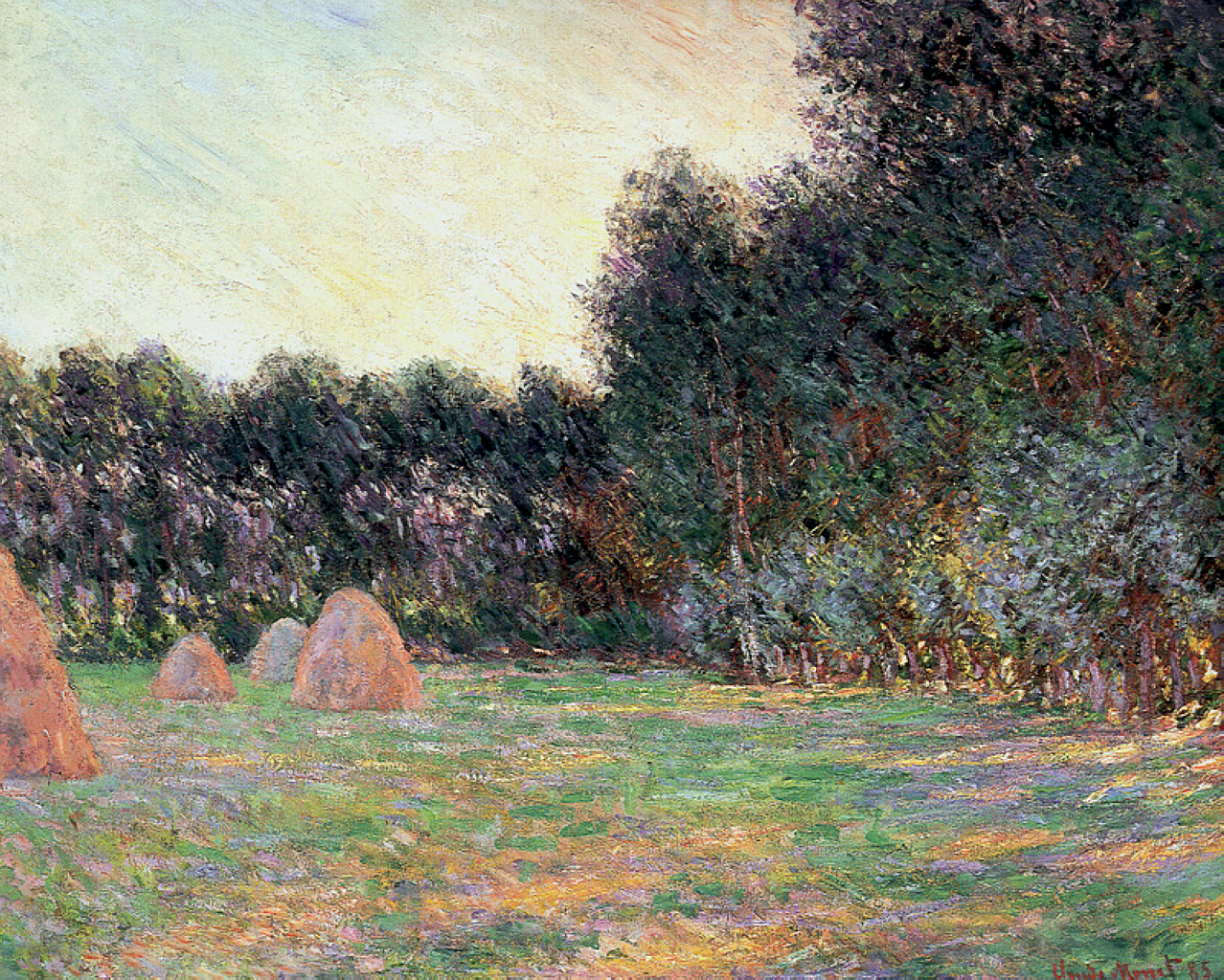 Meadow with Haystacks near Giverny (1885) - Claude Monet Tablo
