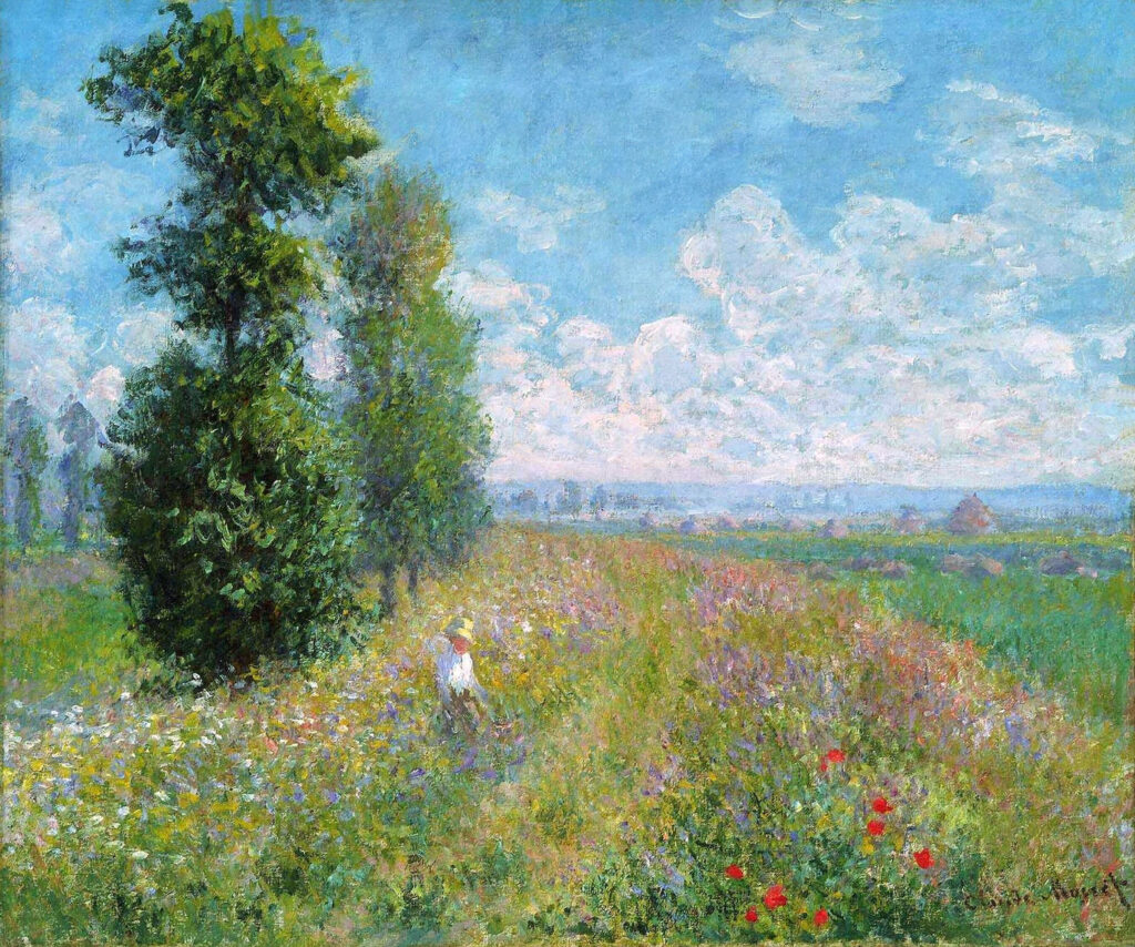 Meadow with Poplars (1875) – Claude Monet Tablo