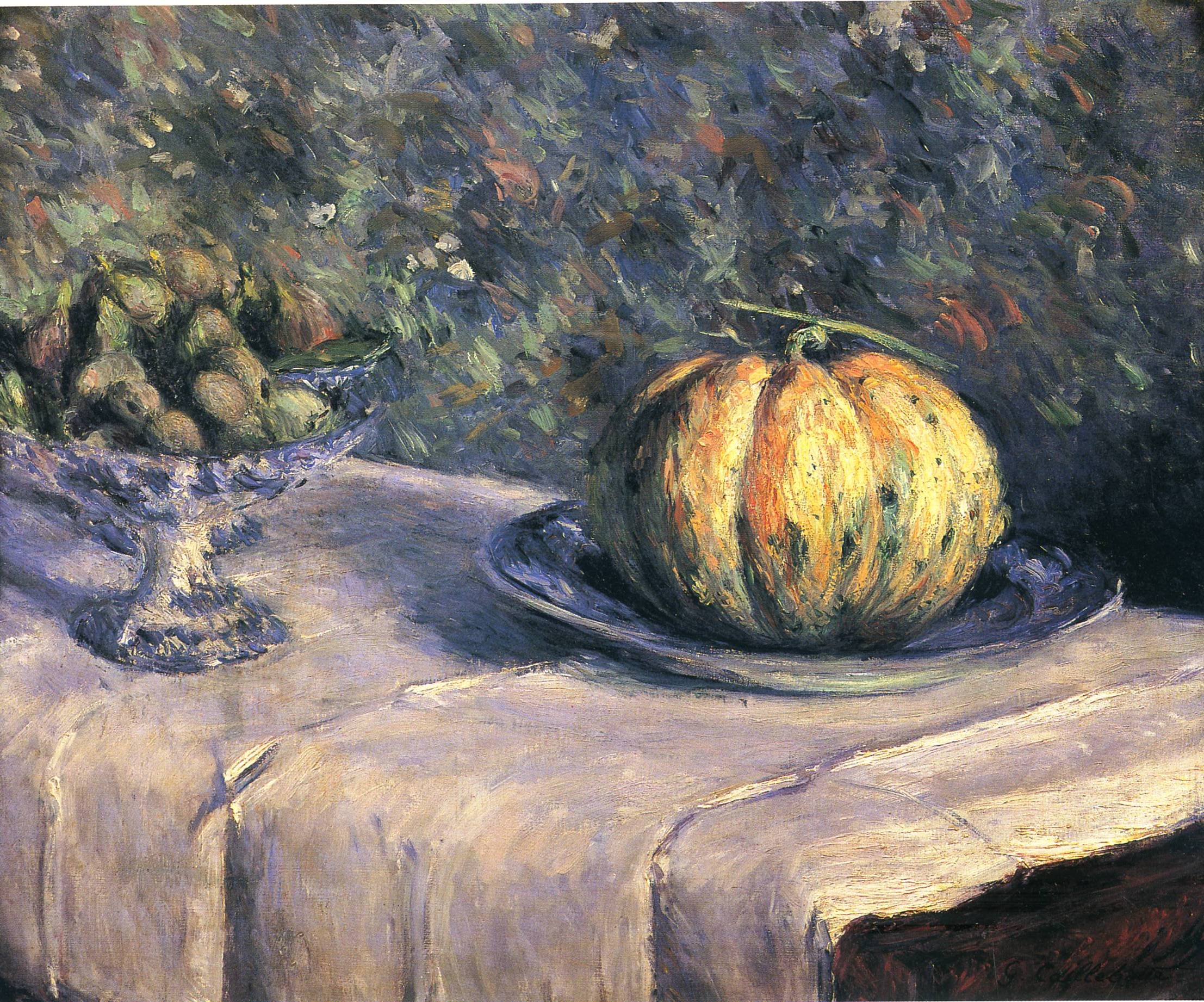 Melon and Fruit Bowl with Figs (1880) - Gustave Caillebotte Tablo