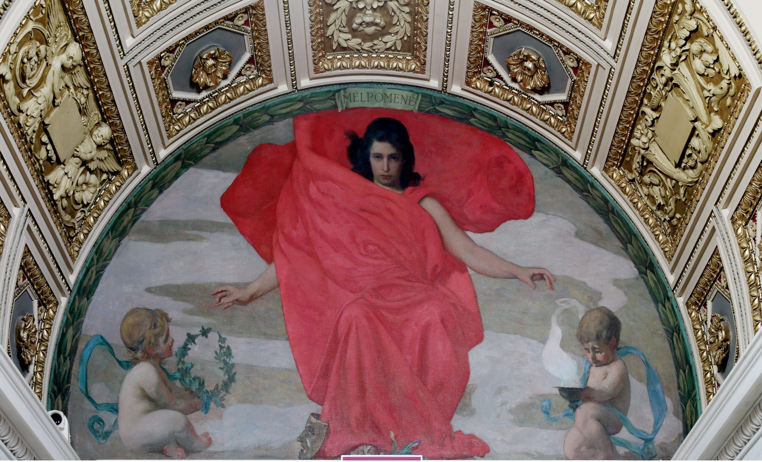 Melpomene (Tragedy). Northwest Corridor, First Floor, Library of Congress Thomas Jefferson Building, (1896) - Edward E. Simmons Tablo