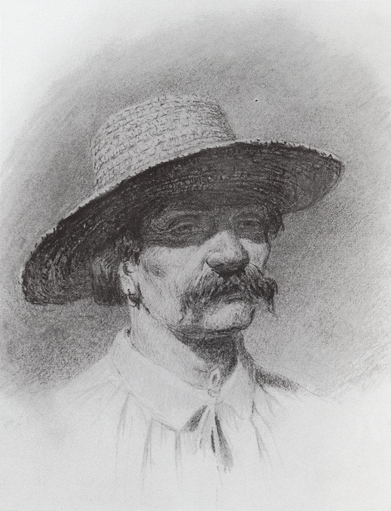 Men's head in a straw hat - Arkhip Kuindzhi Tablo