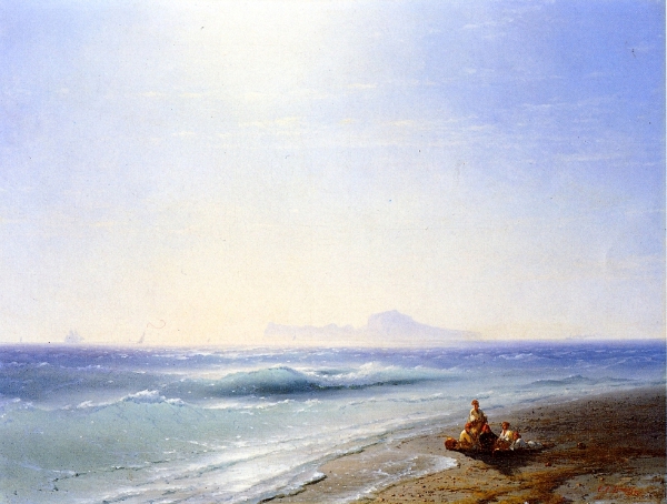 Mending Nets, Brittany - Edward E. Simmons Tablo