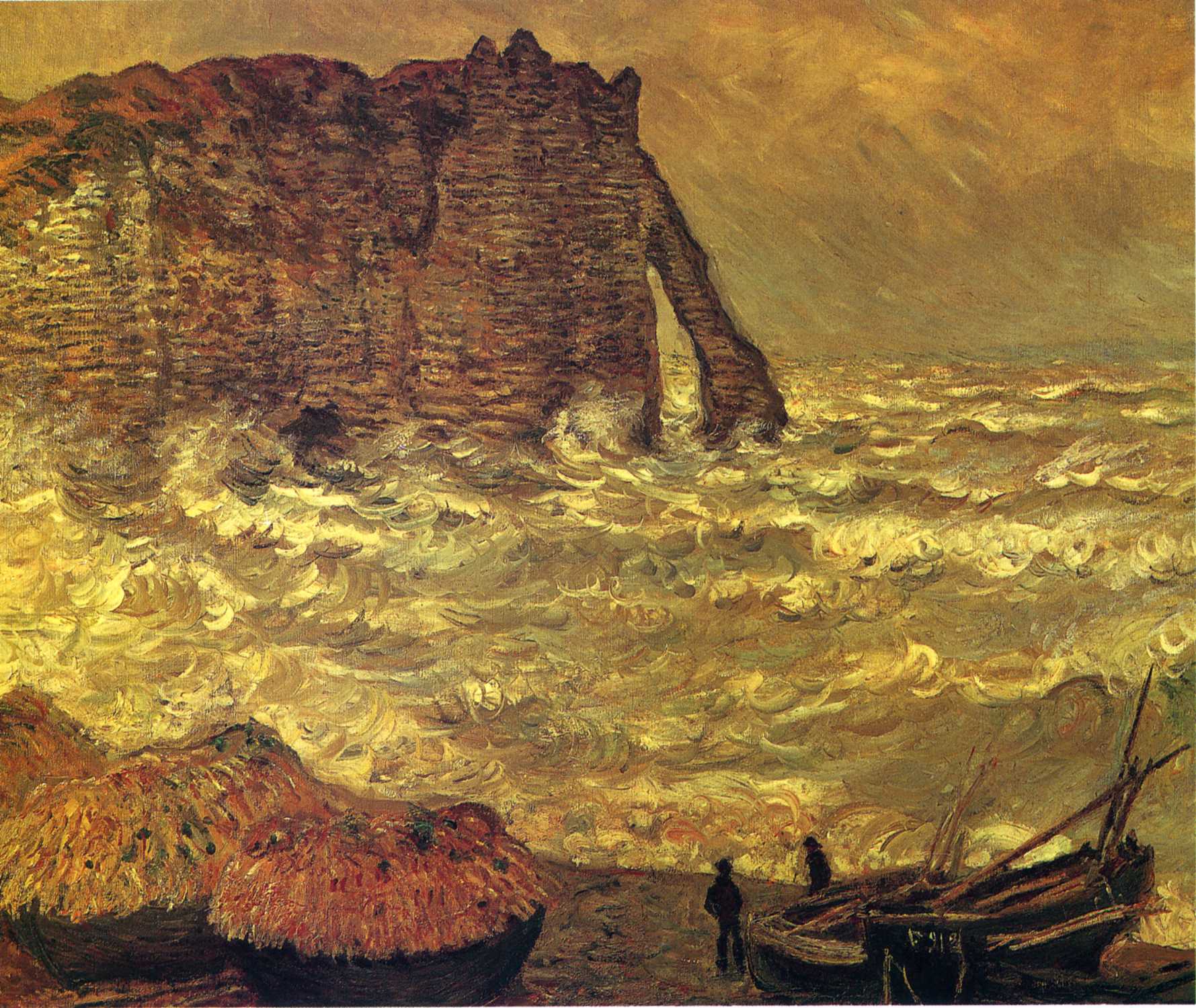 Mer agitée à Étretat (1883) - Claude Monet Tablo