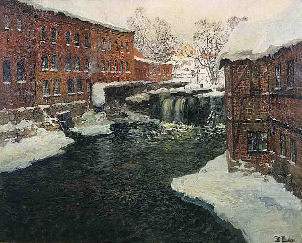 Mill Scene (1885) - Frits Thaulow Tablo