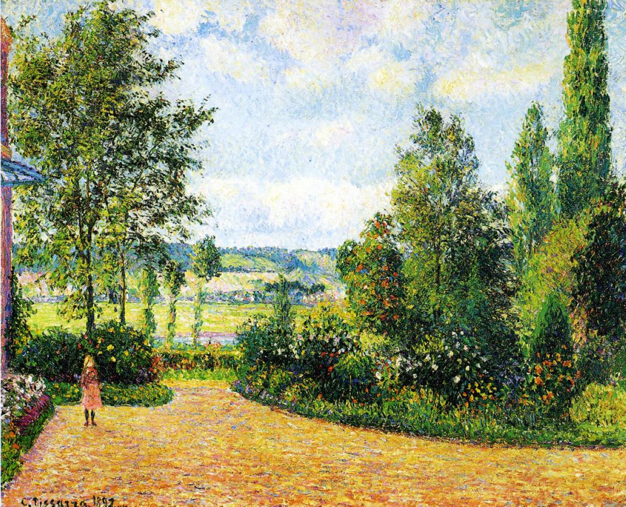 Mirbeau's Garden, the Terrace (1892) - Camille Pissarro Tablo