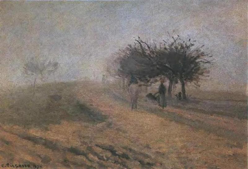 Misty Morning at Creil (1873) - Camille Pissarro Tablo