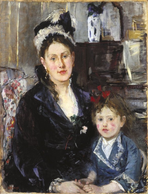 Mme Boursier and Her Daughter (1873) - Berthe Morisot Tablo