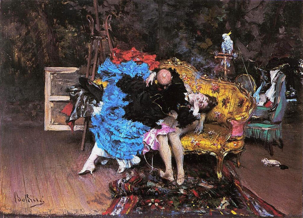 Model and mannequin (Berthe in the studio) (1873) – Giovanni Boldini Tablo