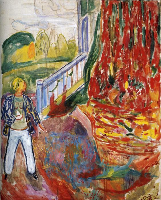 Model in Front of the Verandah (1942) - Edvard Munch Tablo