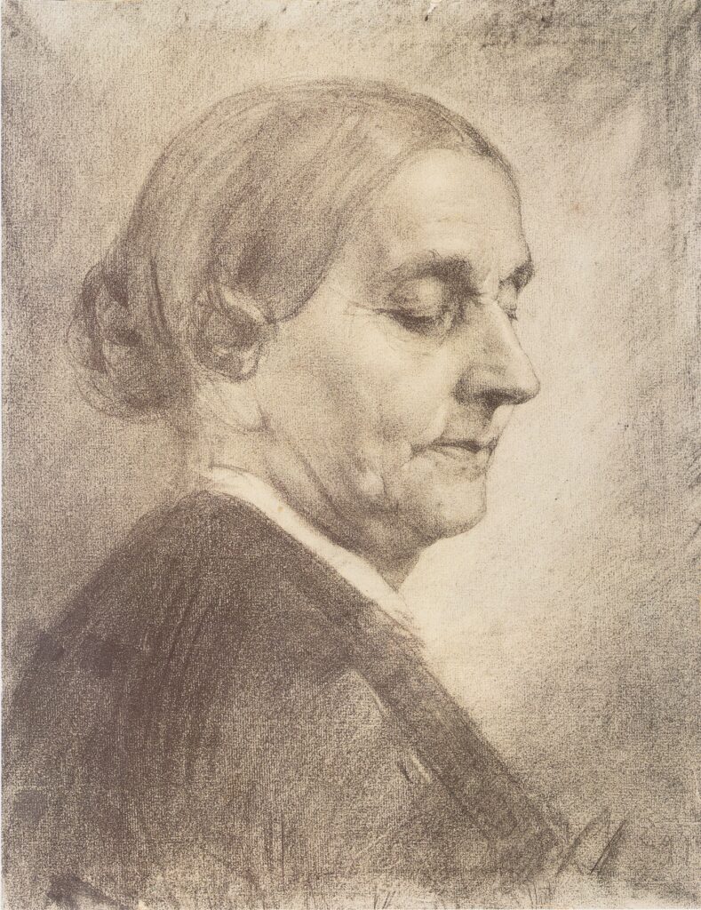 Modellstudie, Alte Frau, Halbes Profil (1885) - Albin Egger-Lienz Tablo